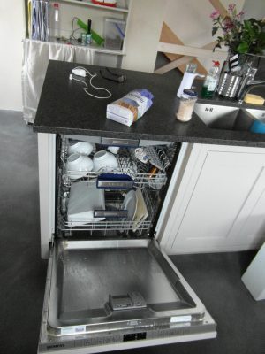 Bespoke kitchen installation with fitted dishwasher